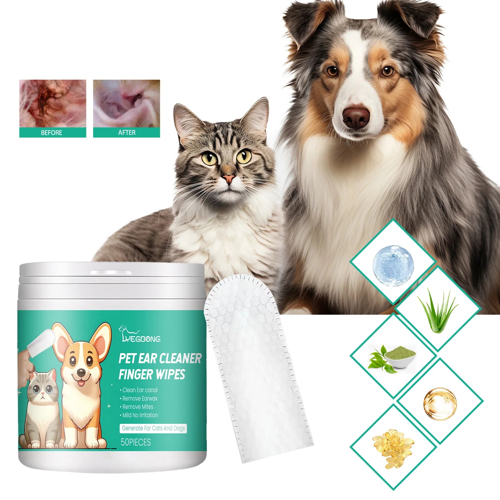 Pet Cleaning Wipes Gentle Cleaning Pet Ear Mites Ear Wax Eye Wax Paws
