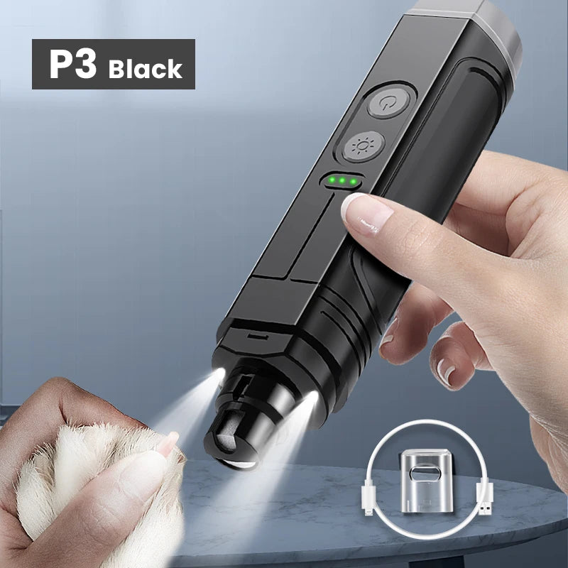 Electric Pet Nail Grinder Professional Dog Nail Clippers 2 LED Light Nail Grooming