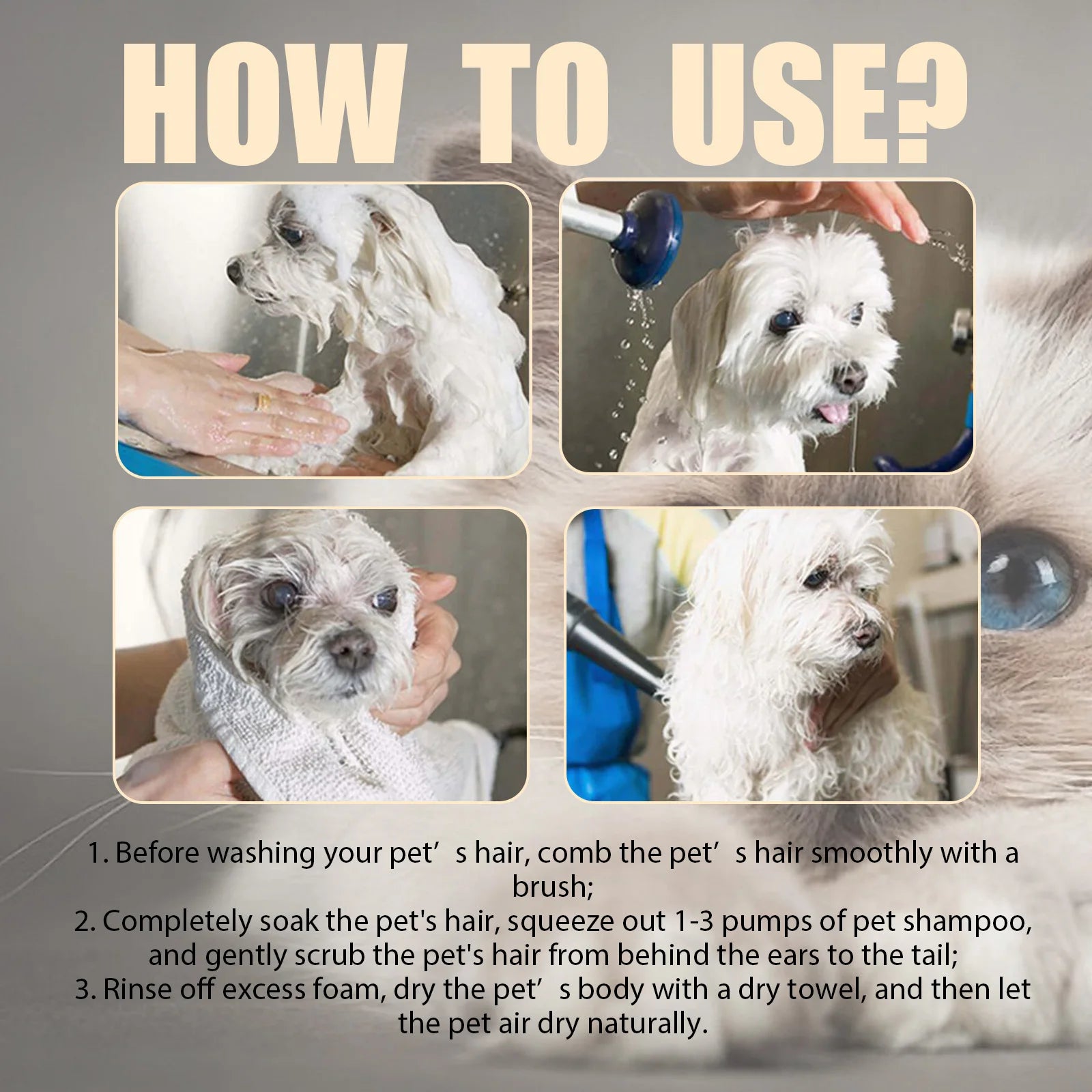 Pet Wash Shampoo Dogs Hair Soften Dirts Mites Removal Flea Killer Dog Shampoo