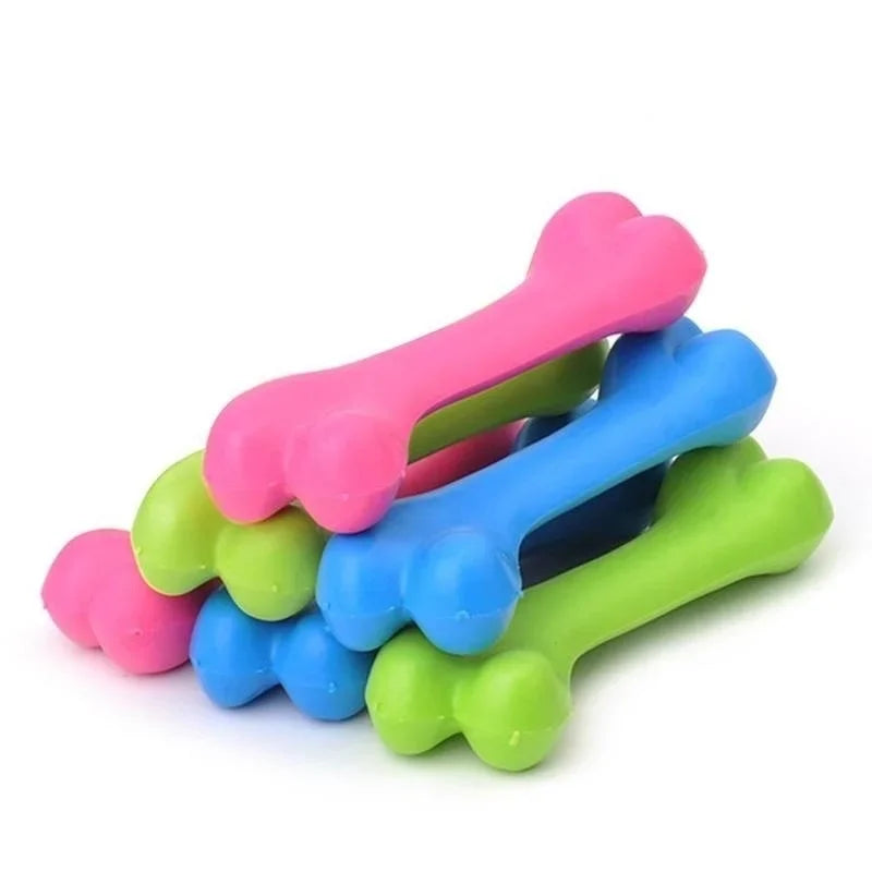 Pet Dog Puppy Cat Rubber Dental Teeth Chew Bone Play Training Fetch Fun Toys