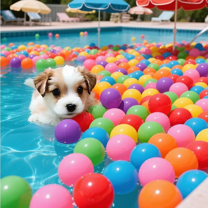 Dog Toys Balls with Storage Bag 7 Bright Colors Crush Proof Great Play Toys