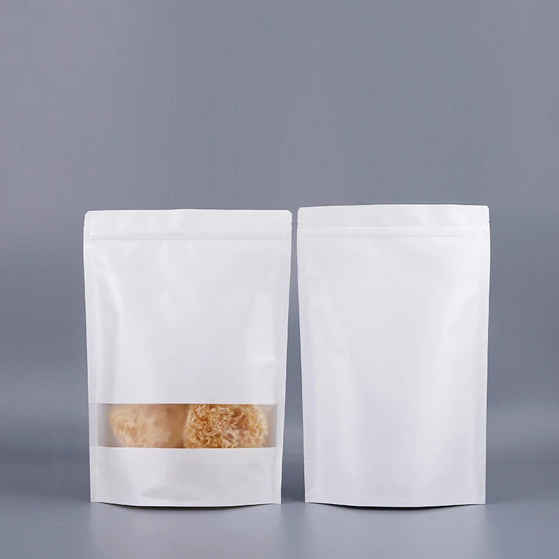 White Kraft Paper Frosted Window Bag Waterproof Nut Pet Snack