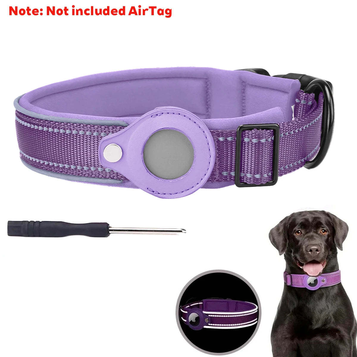 New For Apple Pet Dog Collar Anti-Lost Reflective Protective Tracker Dog Collar