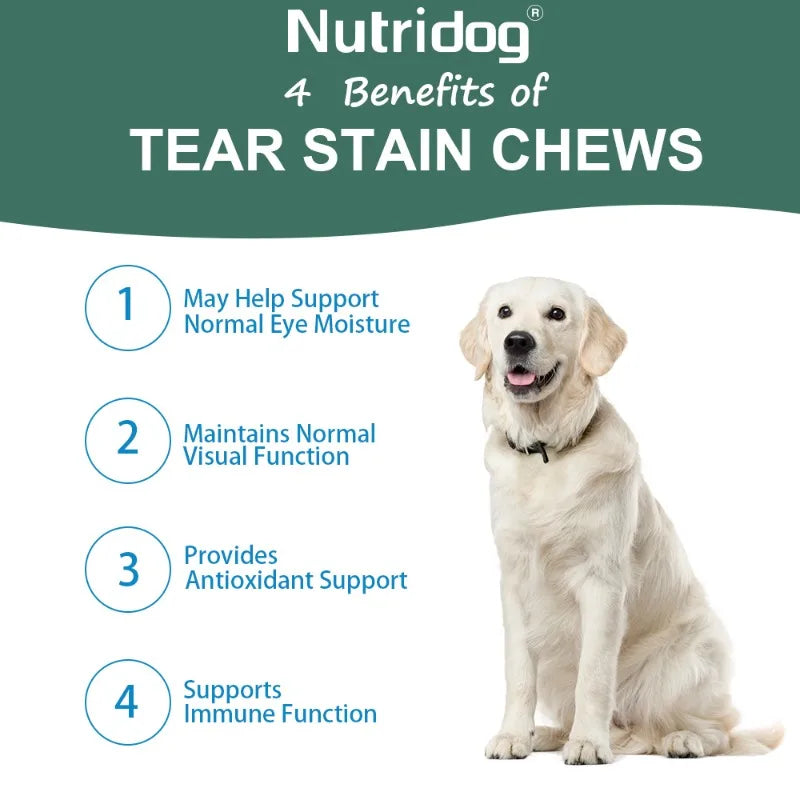 Tear Stain Dog Food with cranberries & vitamins to improve tear stains chews