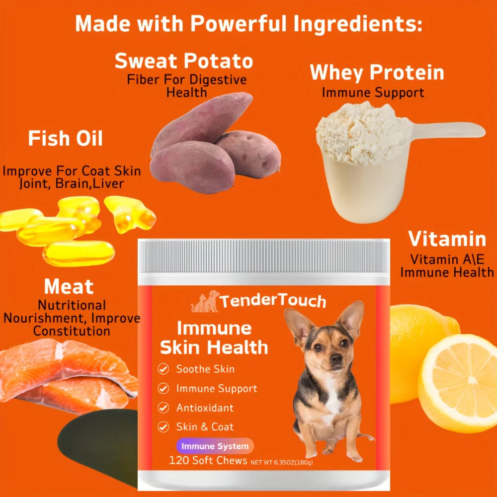 240 Chews - 2 Pack Tender Touch Allergy & Immune Supplement for Dogs