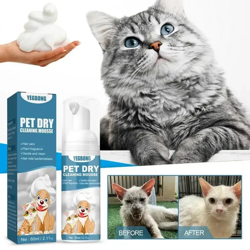 Waterless Cat Dog Shampoo No Rinse Dogs Cats Cleaning Mousse Pet Grooming