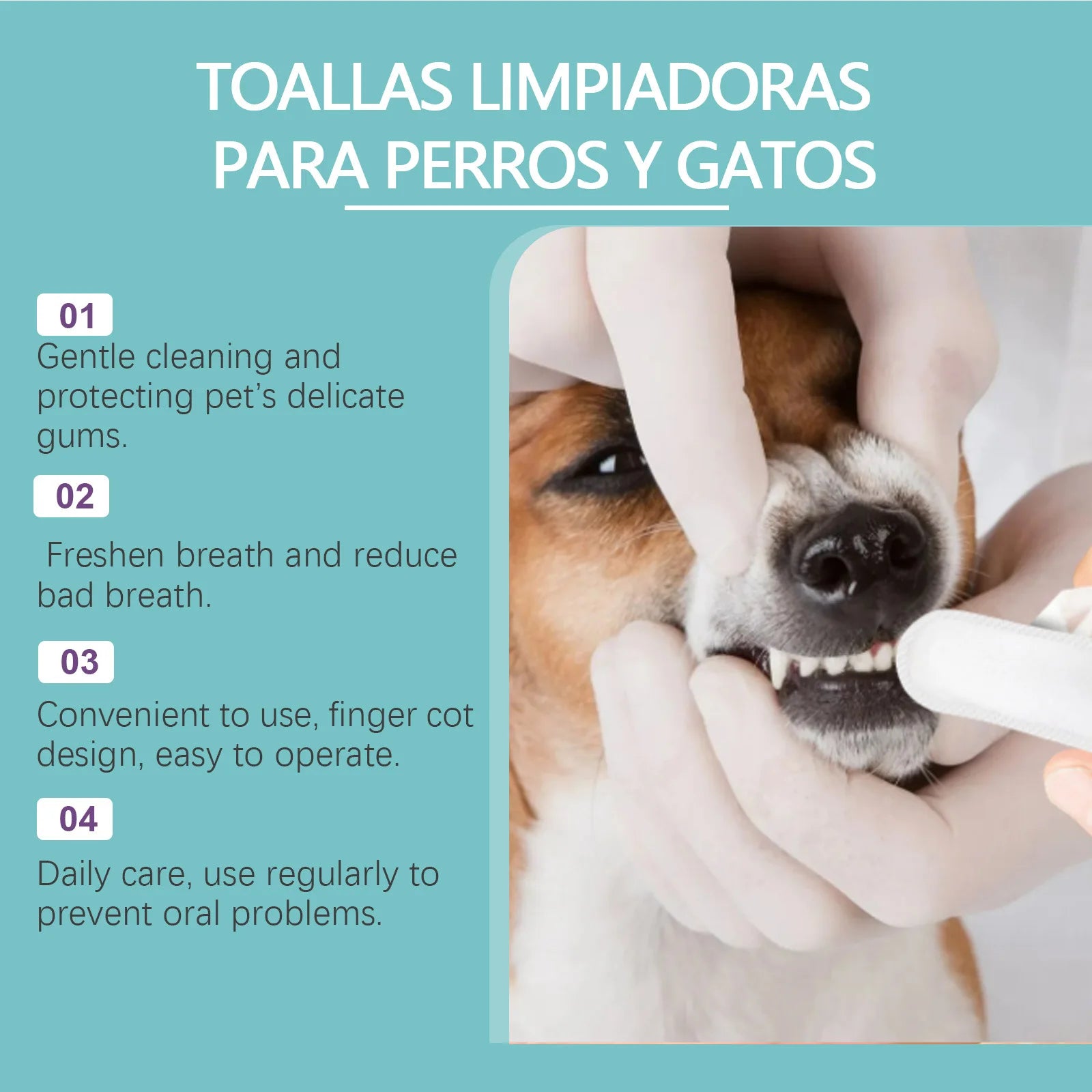 Yegbong Pet Teeth Finger Wipes Tartar Removal Oral Stain Cleaning Tooth
