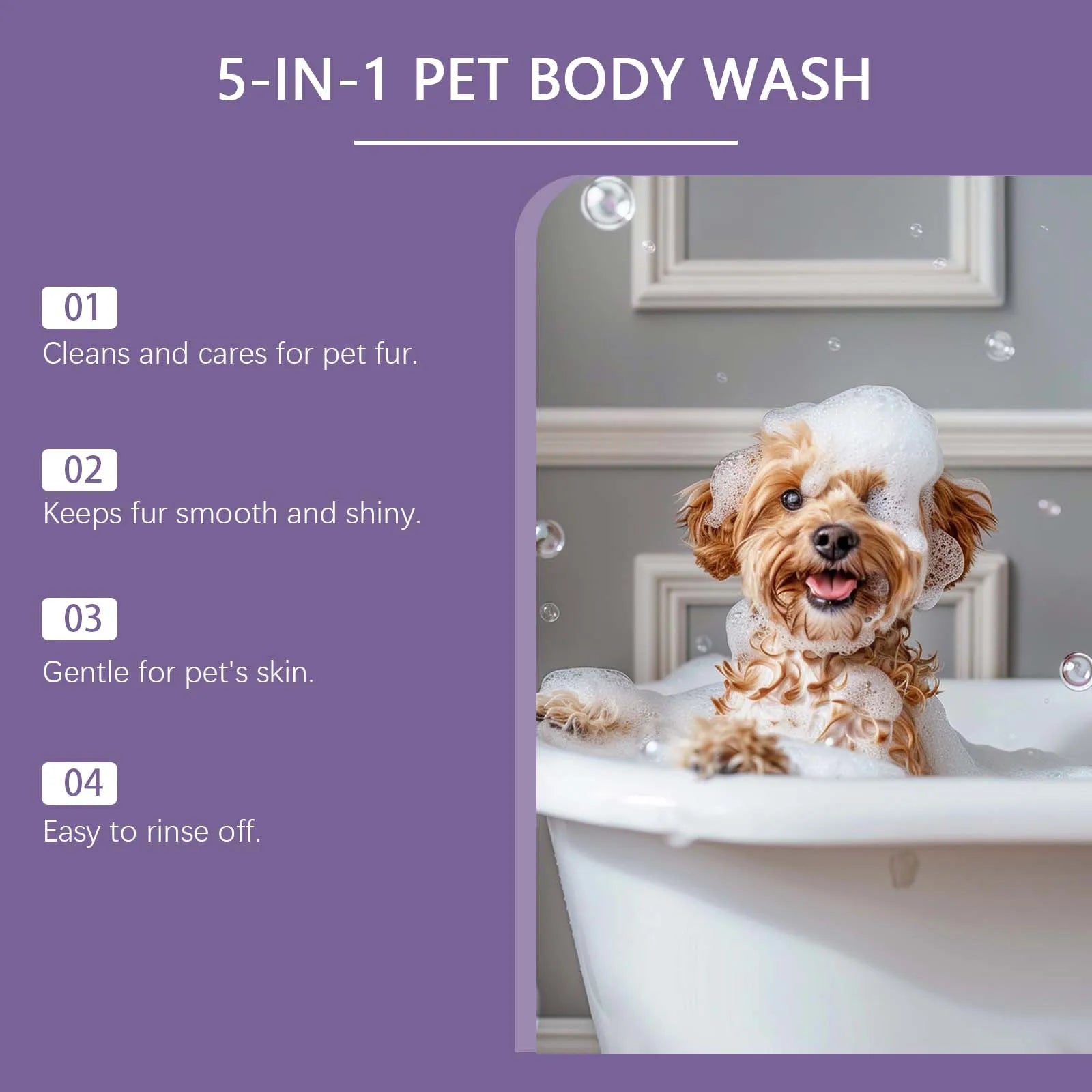 EelJoy 5-in-1 Pet Shampoo Gentle Fur Cleaning And Care Maintains Smooth