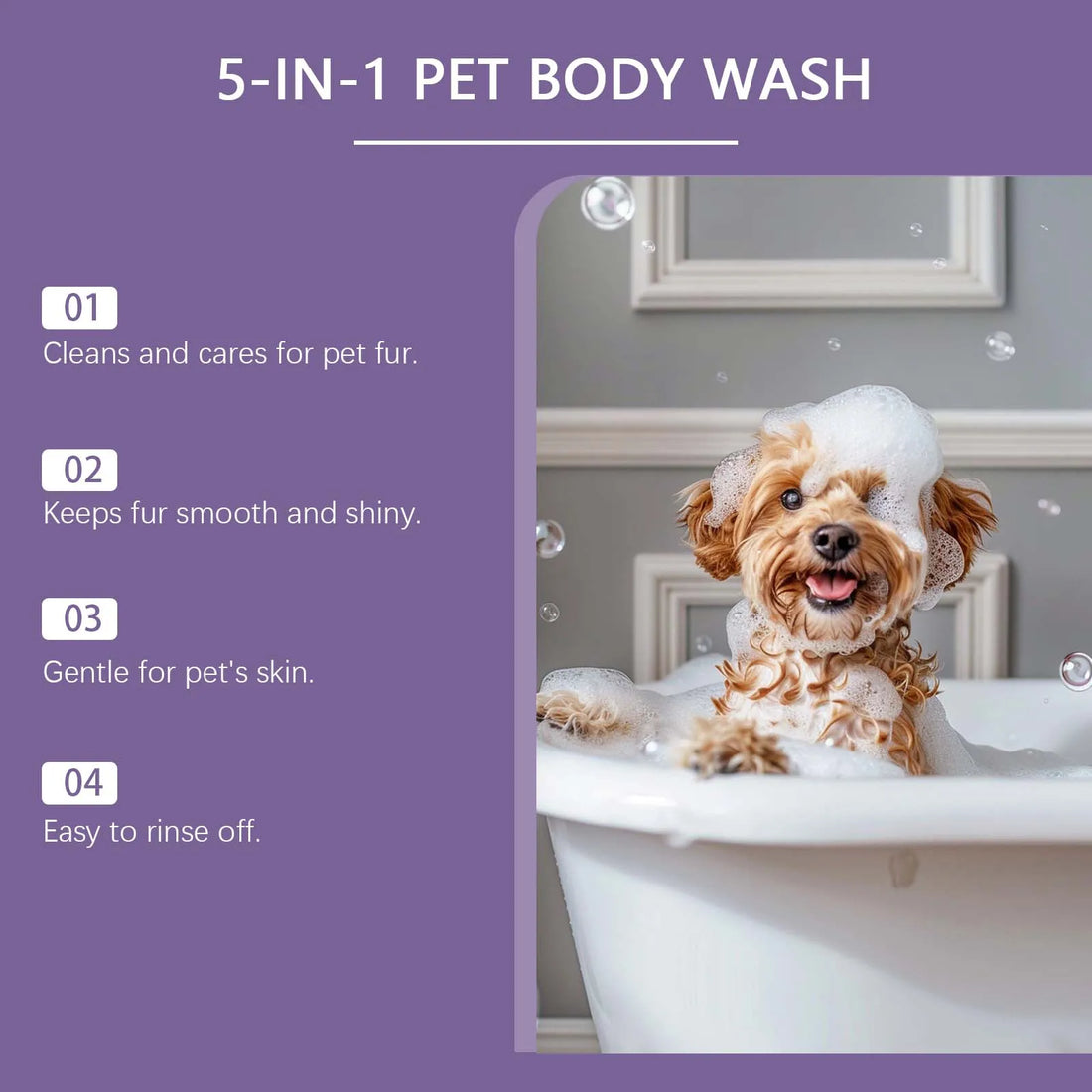 EelJoy 5-in-1 Pet Shampoo Gentle Fur Cleaning And Care Maintains Smooth