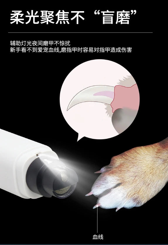 USB Rechargeable Pet Nail Grinder, Quiet Electric Dog Cat Nail Trimmer Clippers
