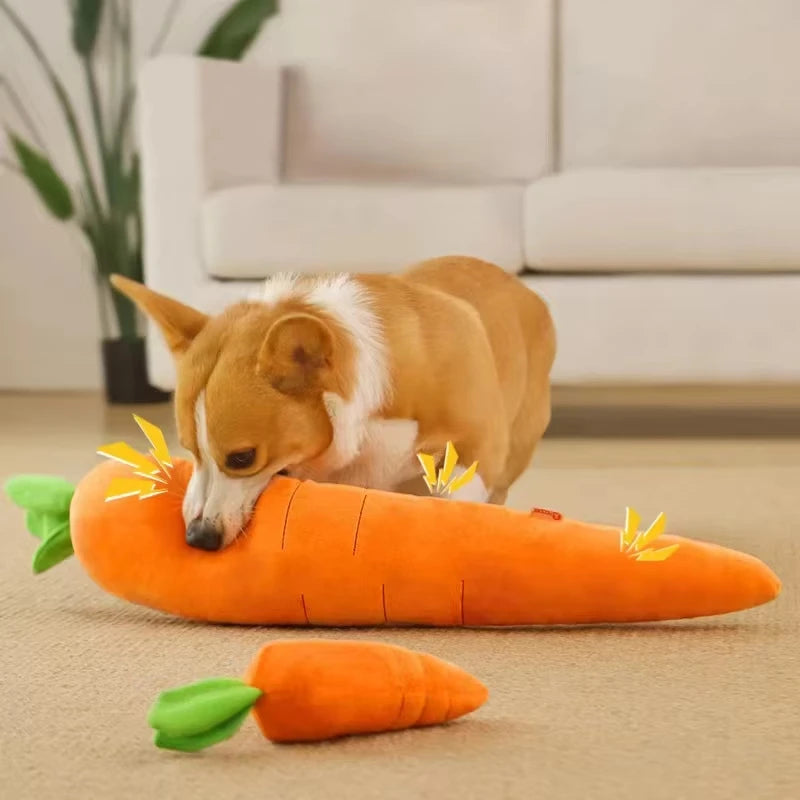 Dog Toy Pet Carrot Plush Toy Vegetable Chew Toy for Small Medium Large Dogs