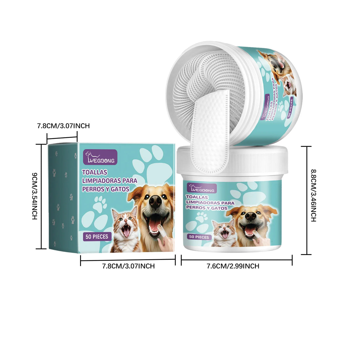 Yegbong Pet Teeth Finger Wipes Tartar Removal Oral Stain Cleaning Tooth