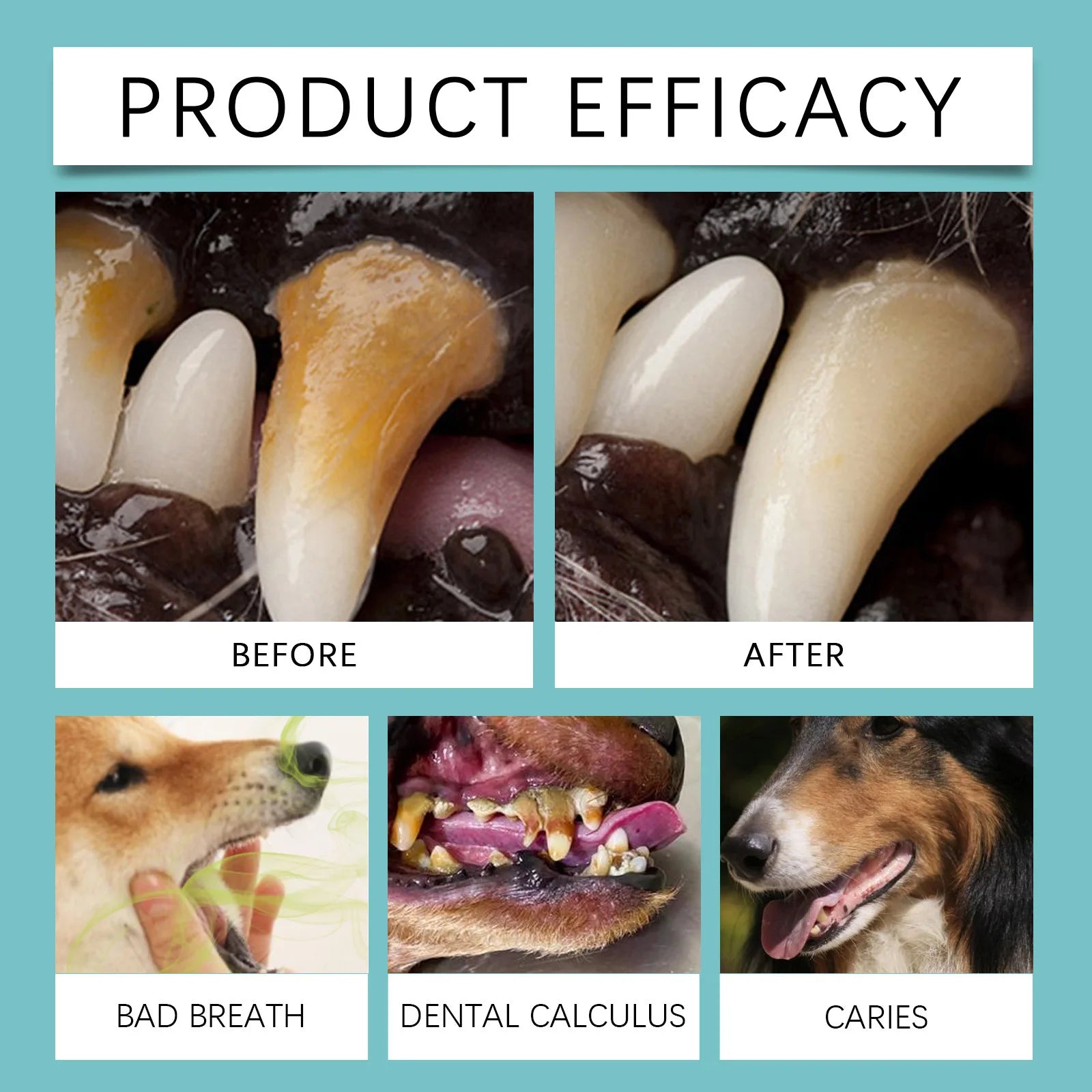 Yegbong Pet Teeth Finger Wipes Tartar Removal Oral Stain Cleaning Tooth