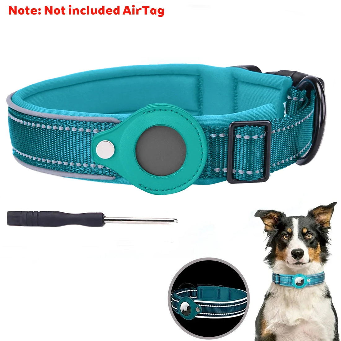 New For Apple Pet Dog Collar Anti-Lost Reflective Protective Tracker Dog Collar