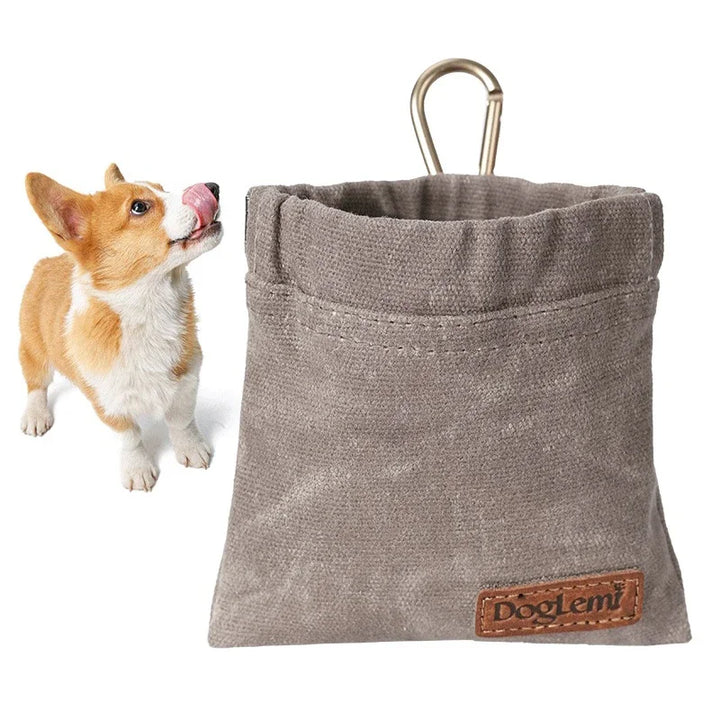 Walking Dog Snack Pocket with Carabiner Hands Free Pet Treat Bag Waist Pack