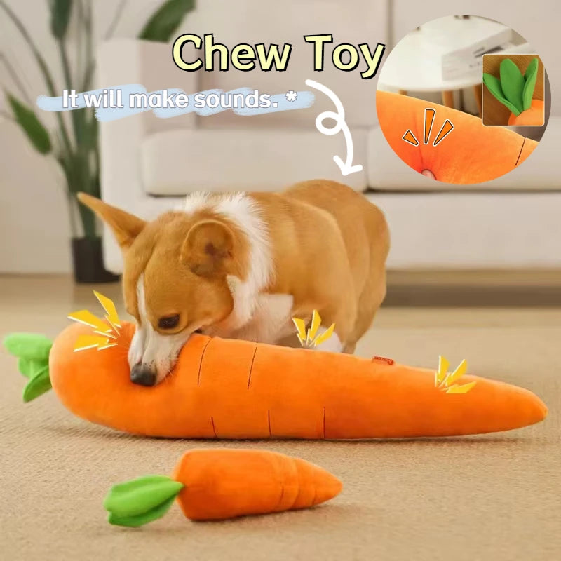 Dog Toy Pet Carrot Plush Toy Vegetable Chew Toy for Small Medium Large Dogs