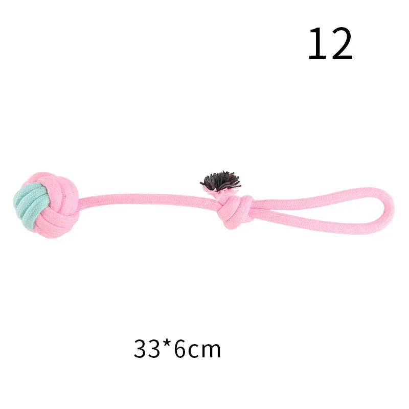 JUSTINLAU Pet Toys Anti-bite Teeth Cleaning Toys Pink Blue Mini Ball Cotton