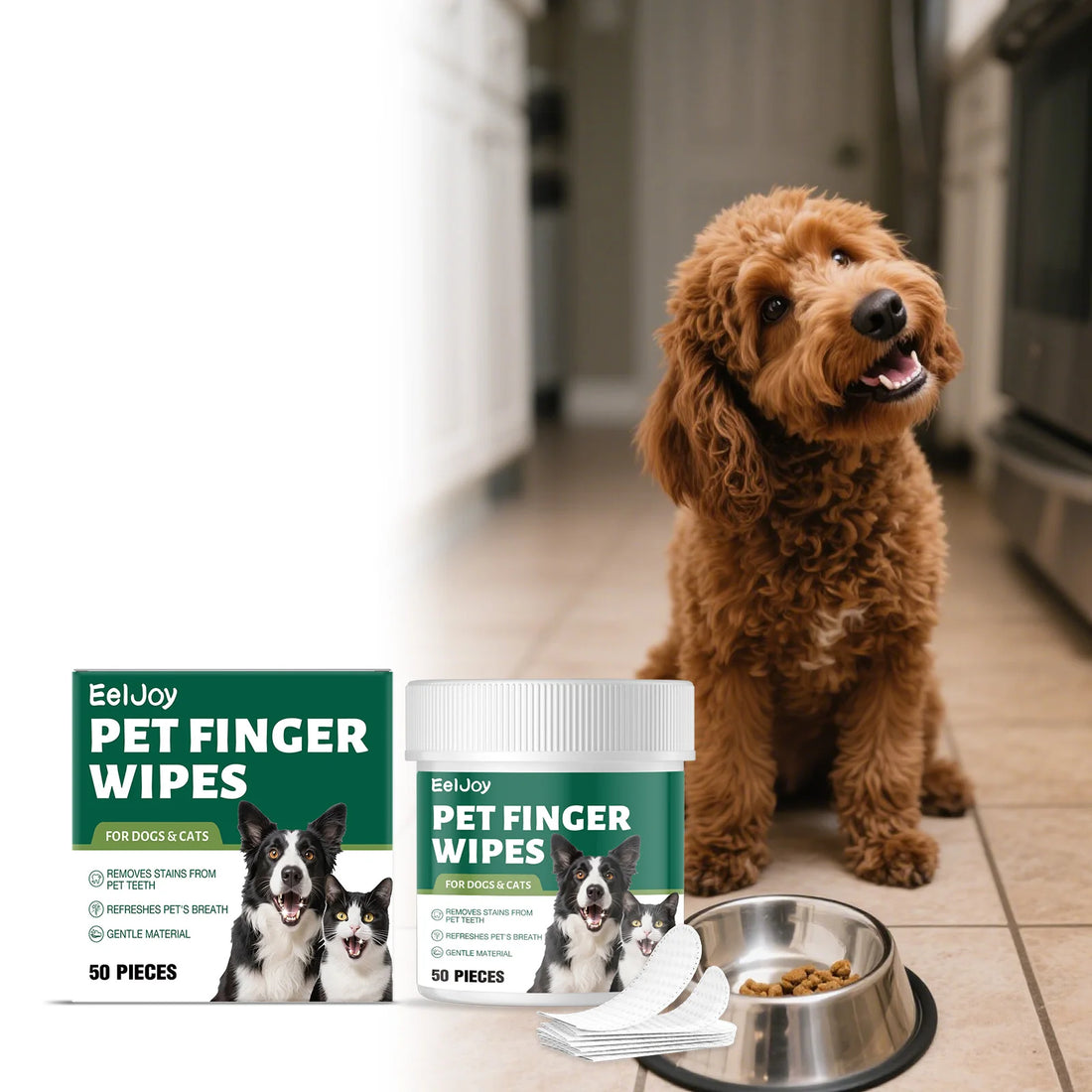 Pet Teeth Cleaning Wipes Cleans Food Residues in Teeth Gaps Eliminates Bad