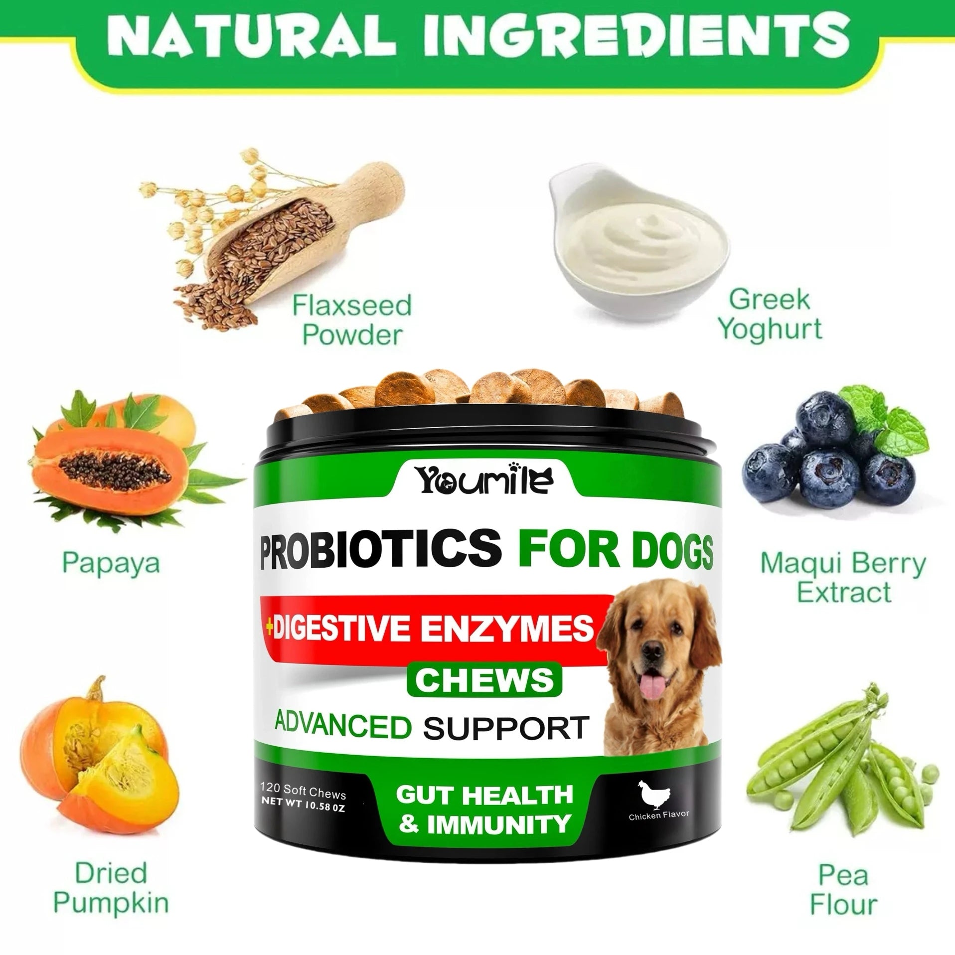 Probiotics for Dogs Relieve stomach sensitivity and dog gut health Chews