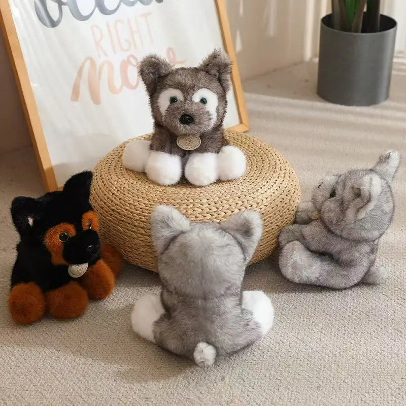 Cuddly Sitting Little Wolf Dog Plush Toys Soft Fluffy Husky Puppy Doll