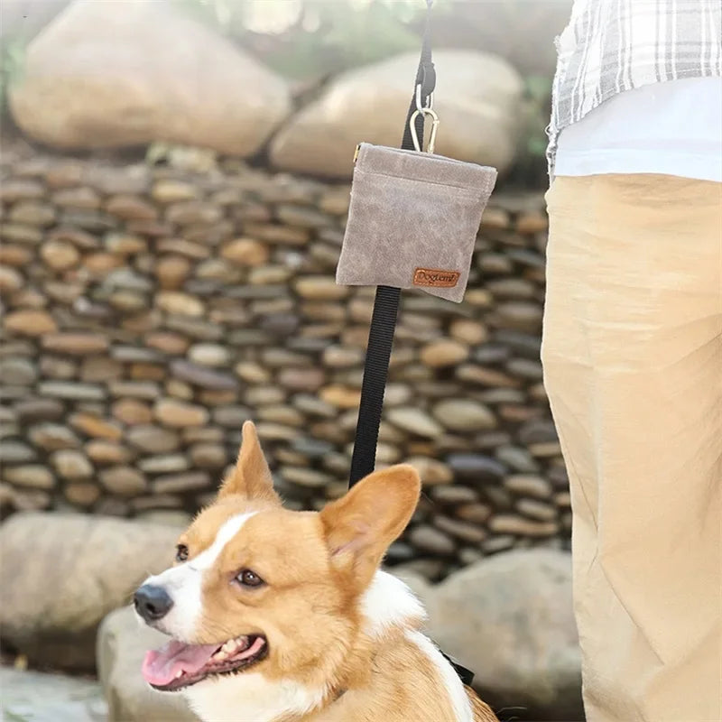 Walking Dog Snack Pocket with Carabiner Hands Free Pet Treat Bag Waist Pack