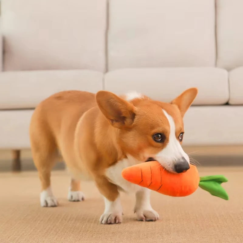 Dog Toy Pet Carrot Plush Toy Vegetable Chew Toy for Small Medium Large Dogs