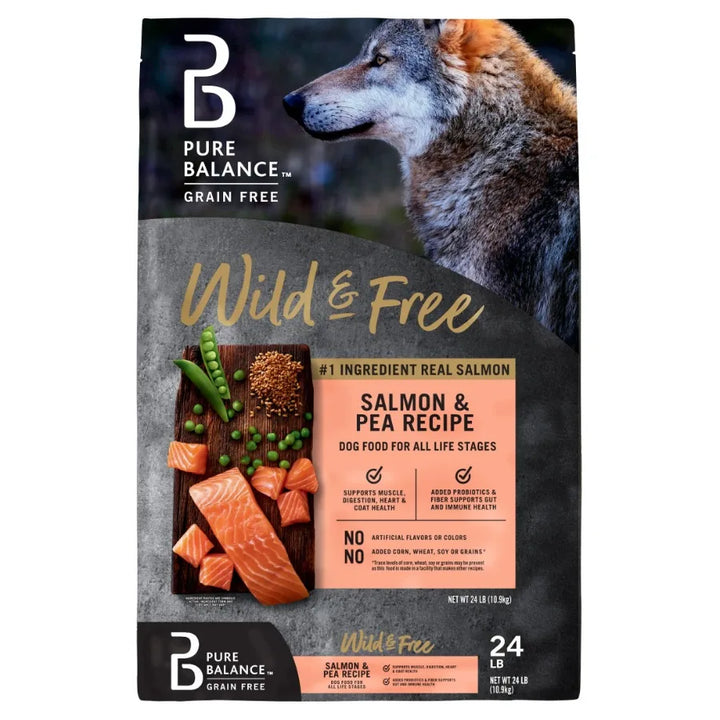 Wild Free Grain-Free Salmon Pea Recipe Dry Dog Food 24 lbs Ideal for Active Dogs