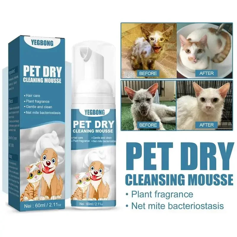 Waterless Cat Dog Shampoo No Rinse Dogs Cats Cleaning Mousse Pet Grooming