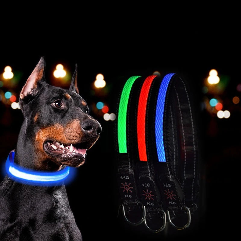 Adjustable Comfortable Soft Mesh Safety Collar Dogs, Colorful Lights for Nighttime