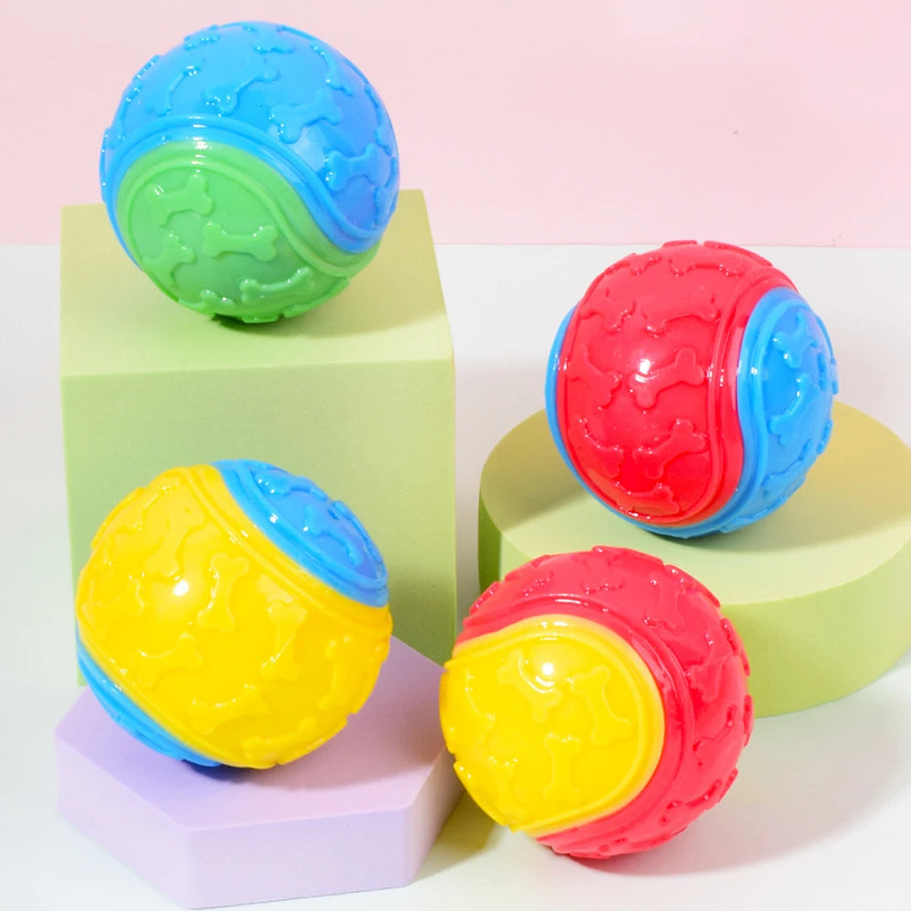 Dog Ball Toy TPR Bite Resistant Throw Fetch Interactive Pet Toy Teeth Cleaning
