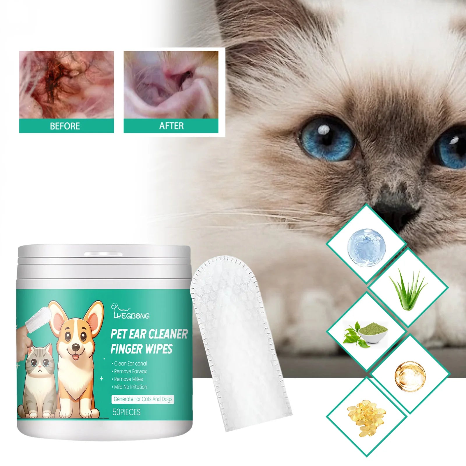 Pet Cleaning Wipes Gentle Cleaning Pet Ear Mites Ear Wax Eye Wax Paws