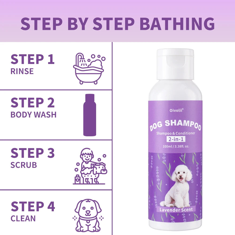 Pet Shampoo And Conditioner 2-in-1 Lavender Scent Deep Cleansing