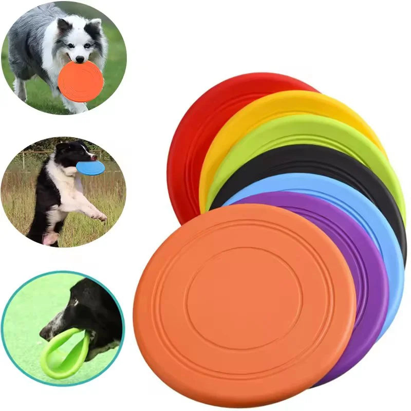 Durable Chewable Pet Training Frisbee Toy Tear Resistant Soft Rubber Flying Fetch