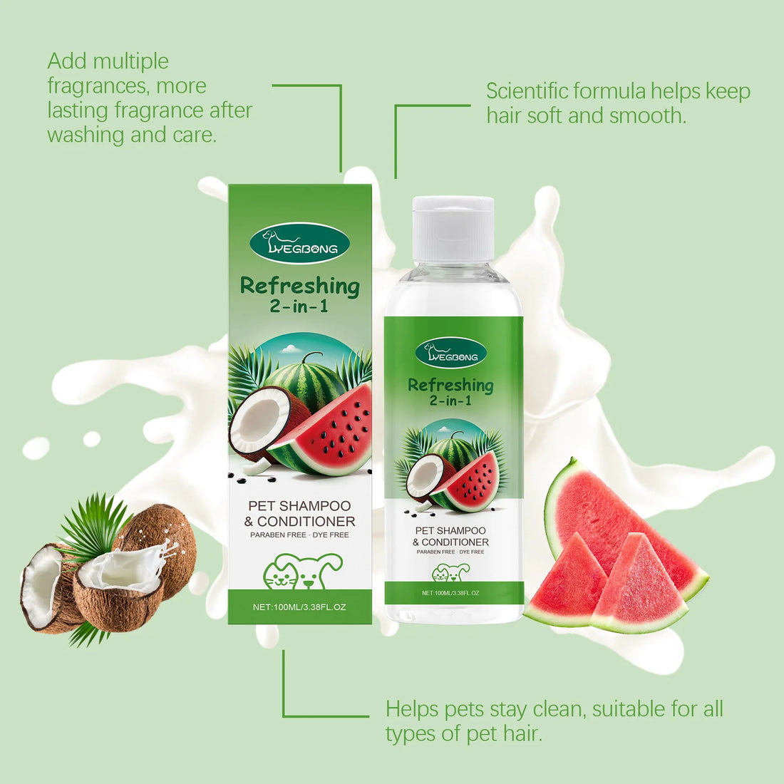 Refreshing 2-In-1 Pet Shampoo And Conditioner Itch Skin Moisturizing Dirt Gel