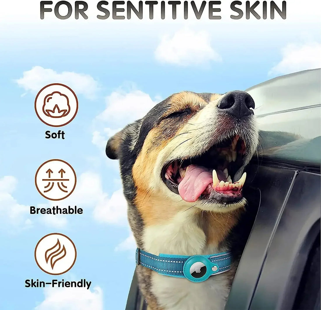 New For Apple Pet Dog Collar Anti-Lost Reflective Protective Tracker Dog Collar
