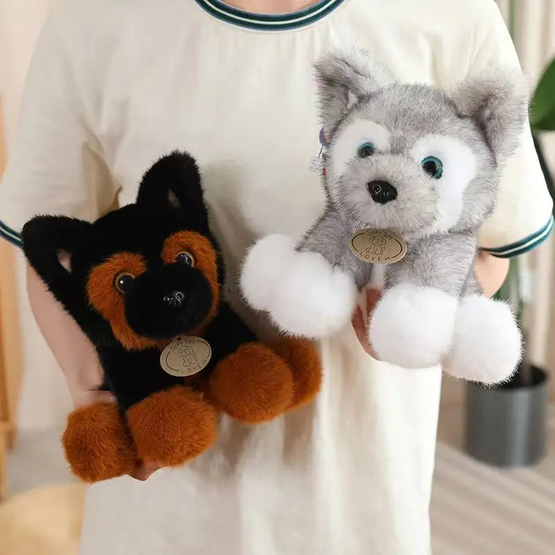 Cuddly Sitting Little Wolf Dog Plush Toys Soft Fluffy Husky Puppy Doll