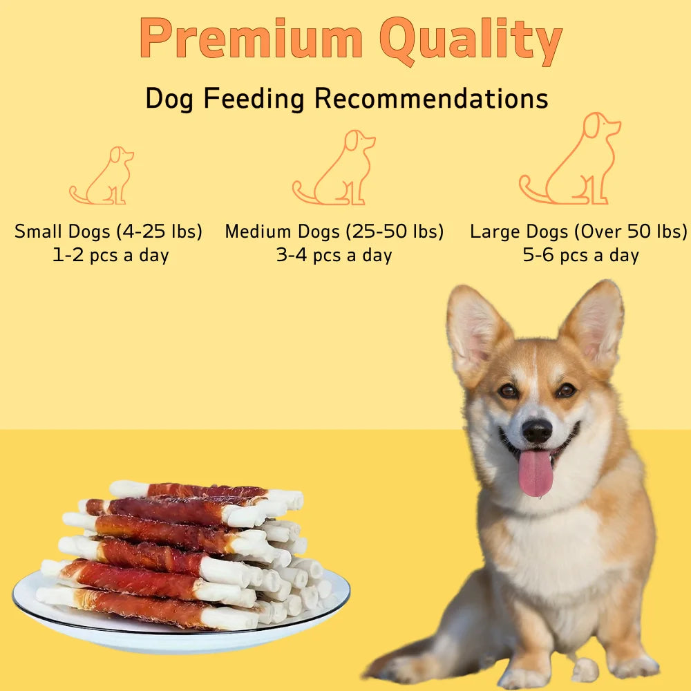 Duck Wrapped Rawhide Sticks, Dog Treats For Small, Medium, & Large Dog