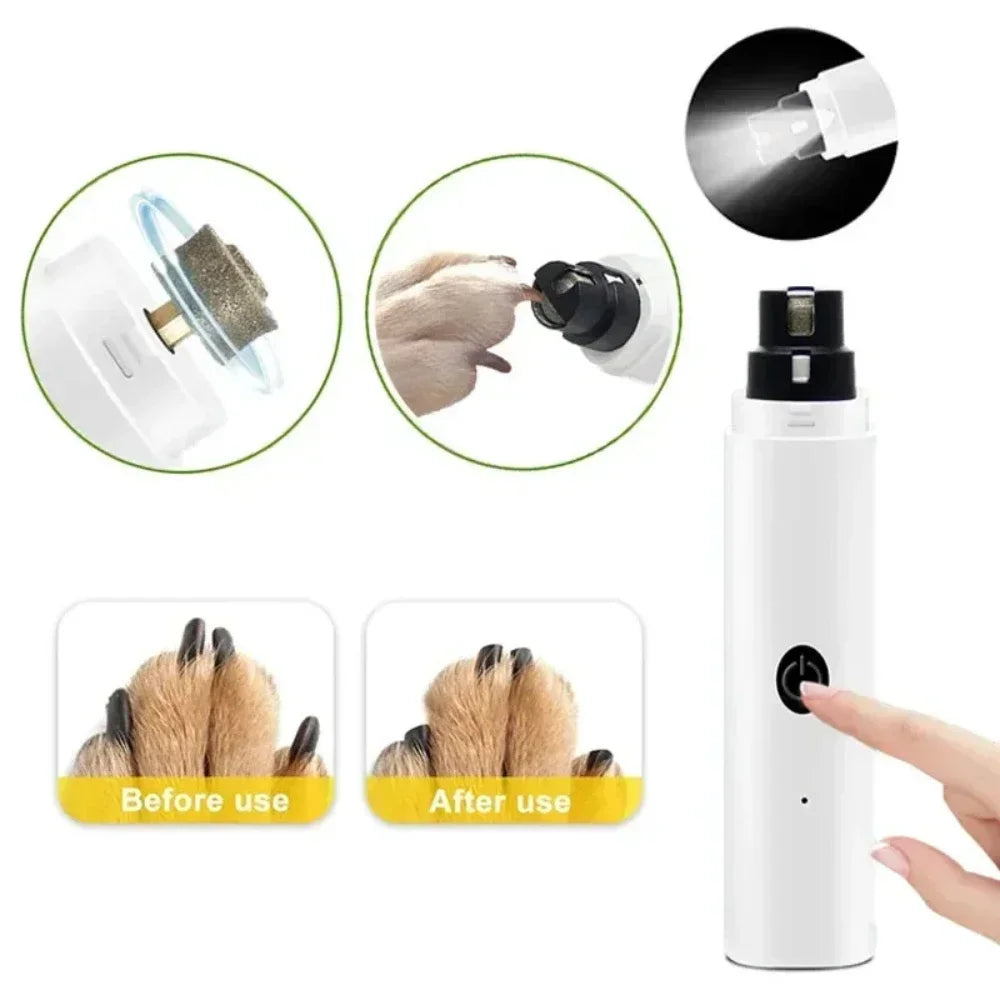USB Rechargeable Pet Nail Grinder, Quiet Electric Dog Cat Nail Trimmer Clippers