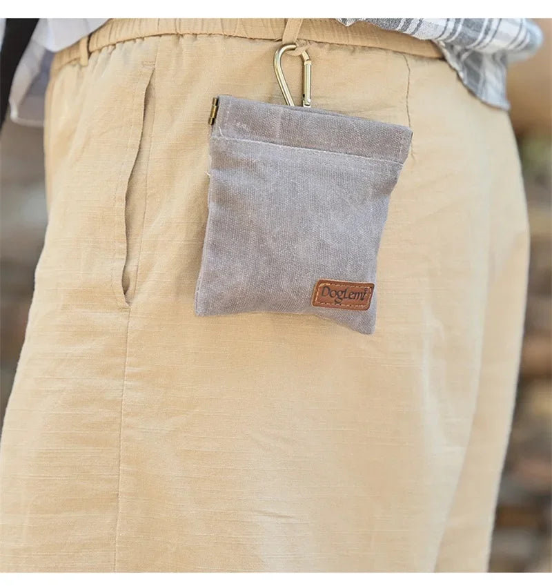 Walking Dog Snack Pocket with Carabiner Hands Free Pet Treat Bag Waist Pack