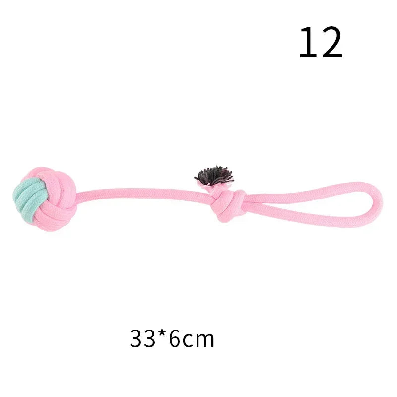 JUSTINLAU Pet Toys Anti-bite Teeth Cleaning Toys Pink Blue Mini Ball Cotton