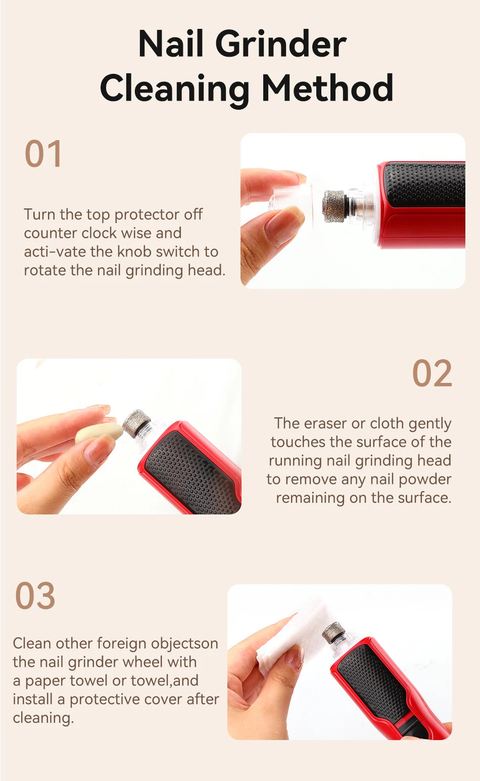 ROJECO Electric Nail Grinder Rechargeable Dog Paws Grooming Nail
