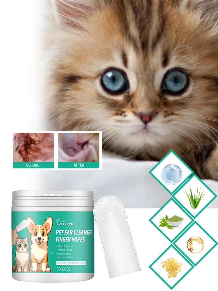 Pet Cleaning Wipes Gentle Cleaning Pet Ear Mites Ear Wax Eye Wax Paws