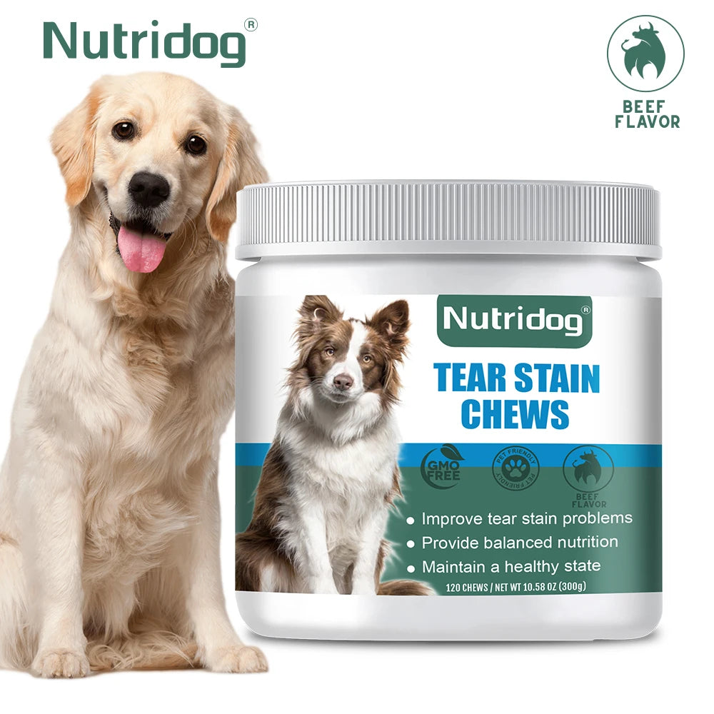 Tear Stain Dog Food with cranberries & vitamins to improve tear stains chews