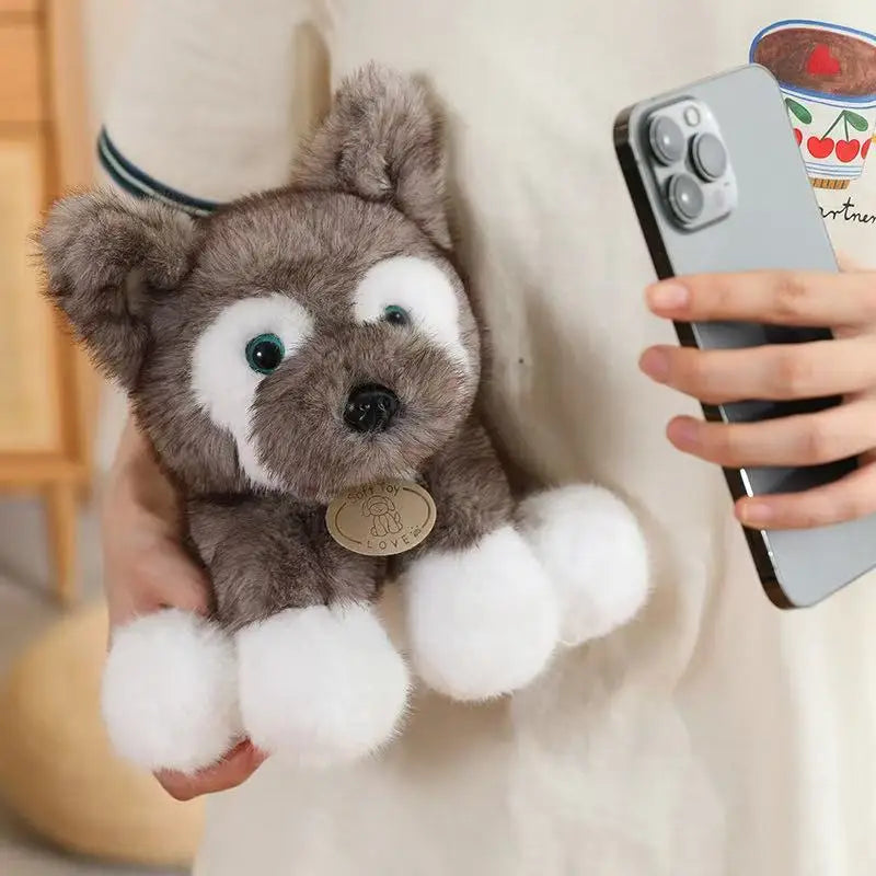 Cuddly Sitting Little Wolf Dog Plush Toys Soft Fluffy Husky Puppy Doll
