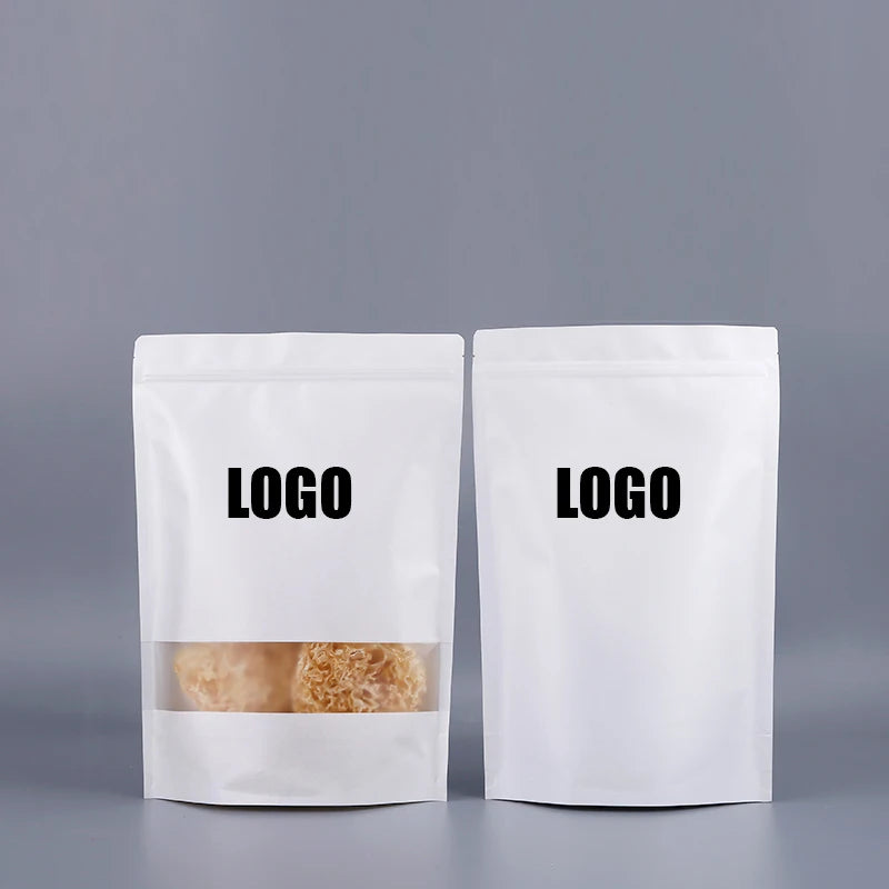 White Kraft Paper Frosted Window Bag Waterproof Nut Pet Snack