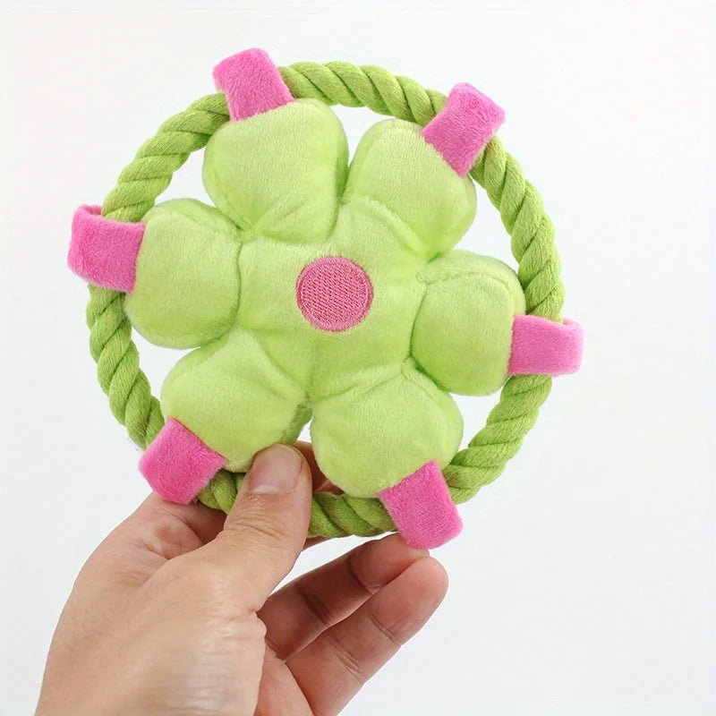Durable Anti-Choking Soft Rope Loop Dog Chew Squeaky Toy Exercise Puppies