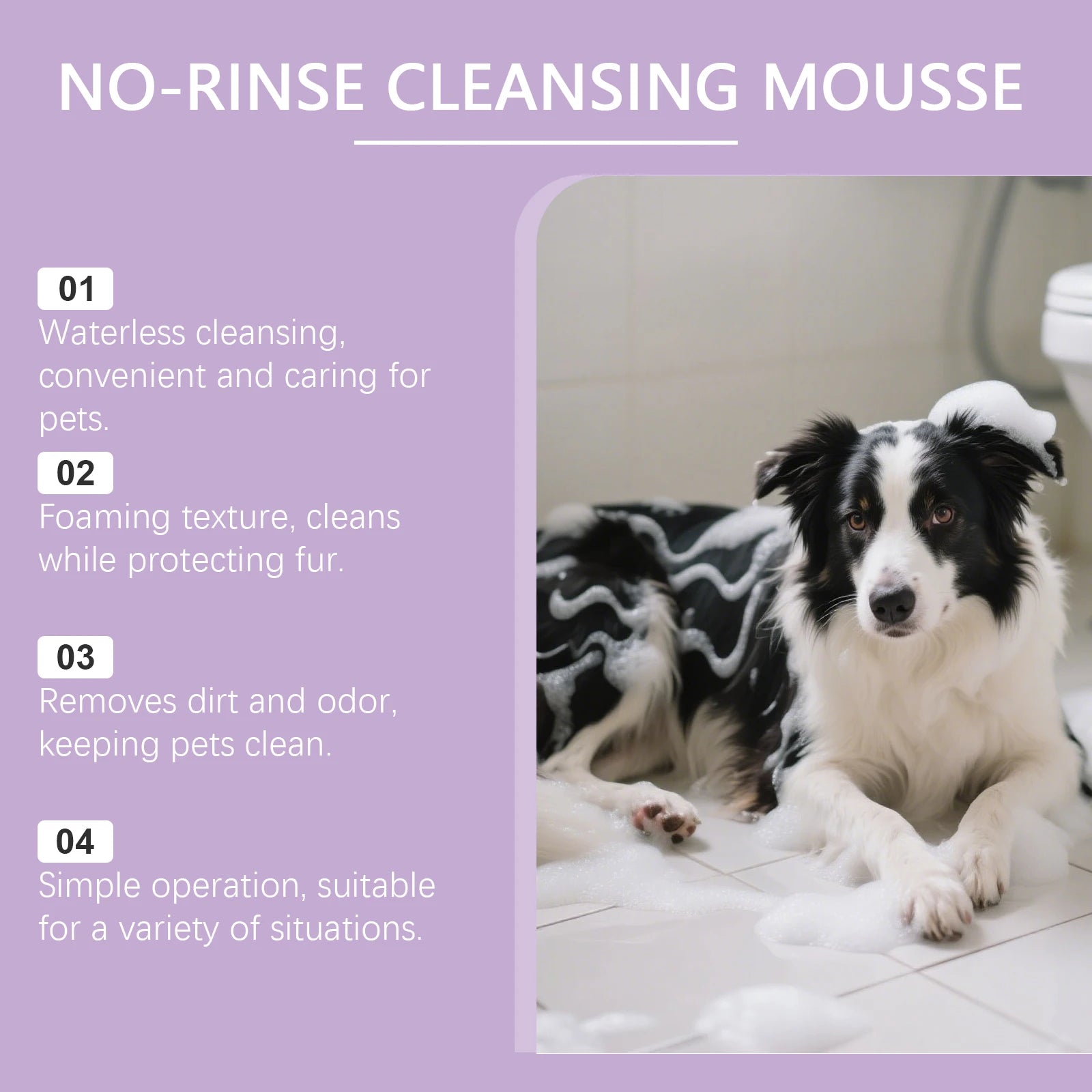 EelJoy Waterless Pet Shampoo Mousse for Dogs And Cats - No Rinse Fur Cleanser