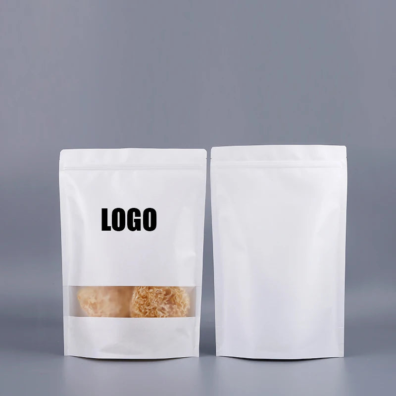 White Kraft Paper Frosted Window Bag Waterproof Nut Pet Snack