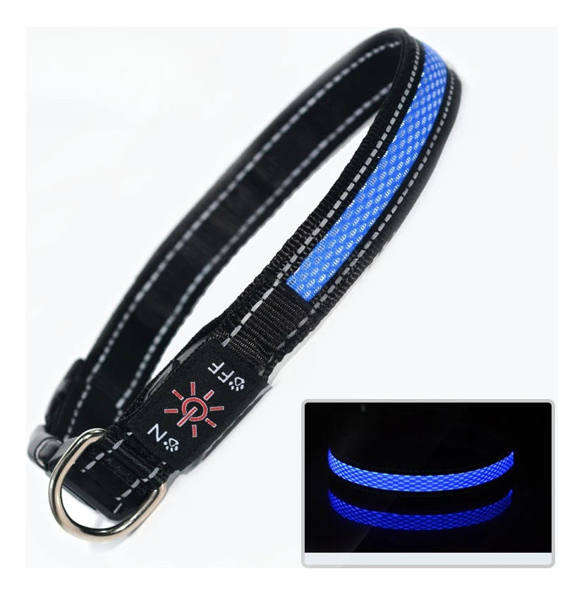 Adjustable Comfortable Soft Mesh Safety Collar Dogs, Colorful Lights for Nighttime