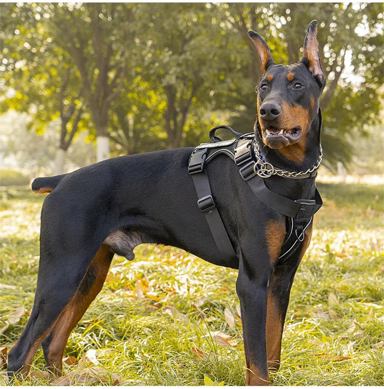 Anti-Pull Tactical Dog Harness with Night Reflective Strips Heavy-Duty Military Dog
